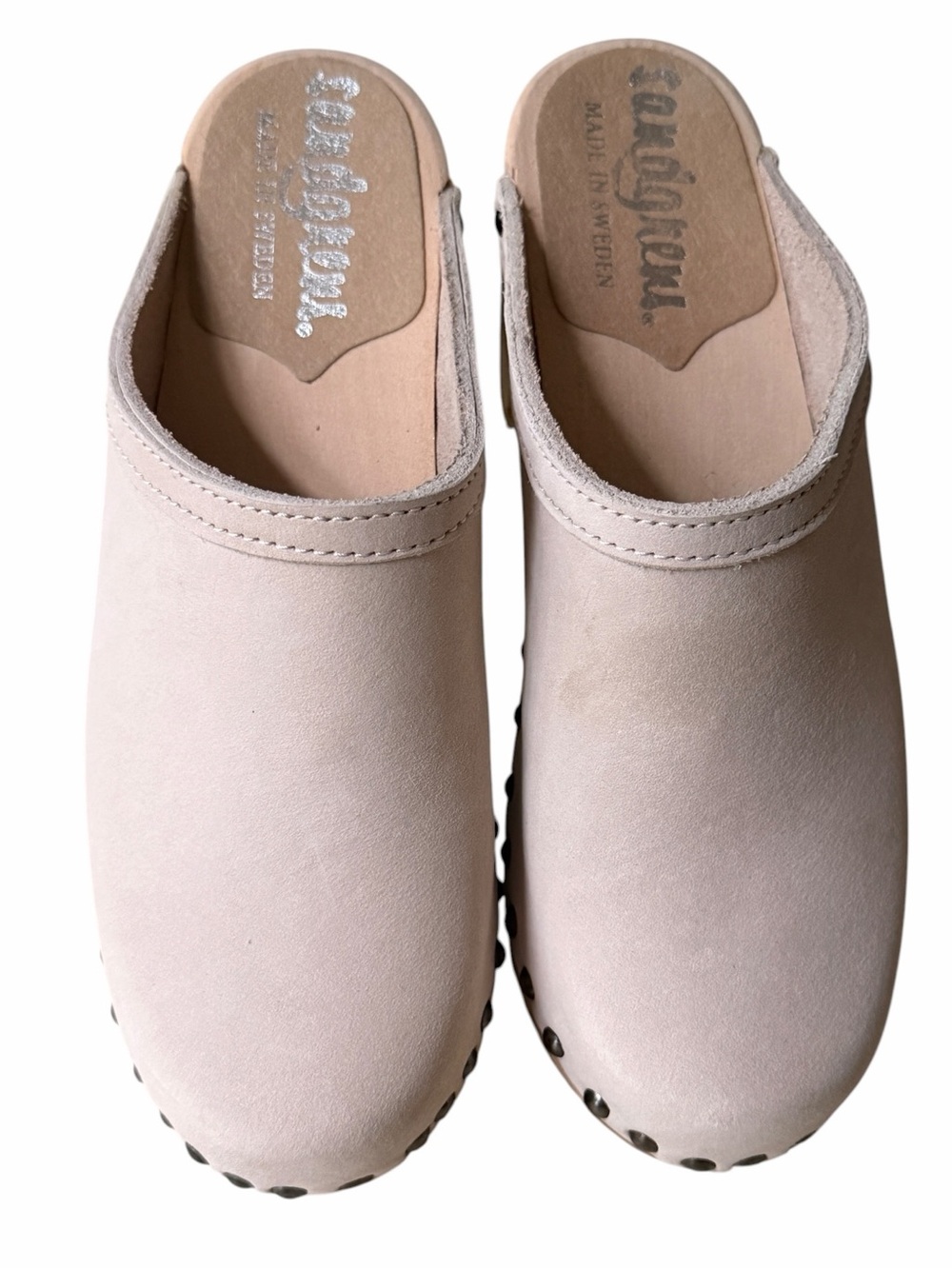 New Unworn Sandgrens Rome Leather and Wood Clogs, color Sand, EU 37 - Picture 6 of 9